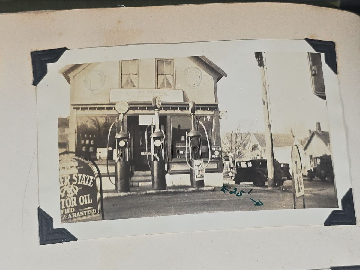 Vintage Quincy Oil Company Scrapbook with Snapshot Photographs, Newspaper Clippings, and Ephemera Documenting Fred E. Bergfors and Company Operations across Massachusetts, Circa 1928-1935