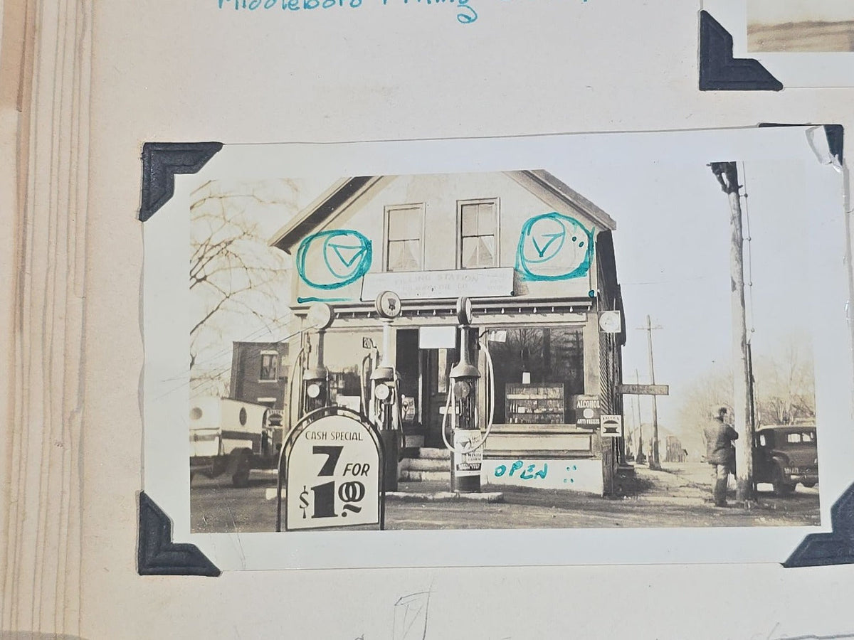 Vintage Quincy Oil Company Scrapbook with Snapshot Photographs, Newspaper Clippings, and Ephemera Documenting Fred E. Bergfors and Company Operations across Massachusetts, Circa 1928-1935