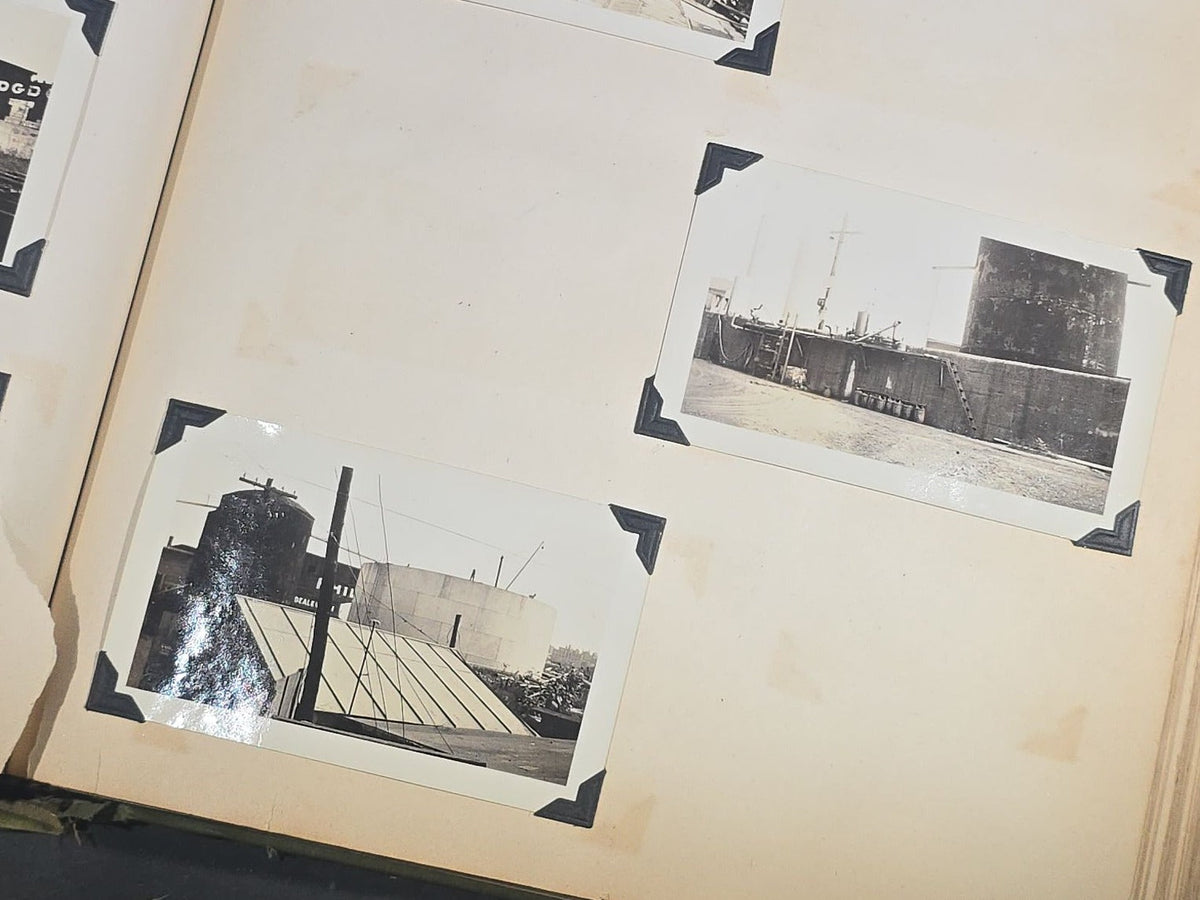 Vintage Quincy Oil Company Scrapbook with Snapshot Photographs, Newspaper Clippings, and Ephemera Documenting Fred E. Bergfors and Company Operations across Massachusetts, Circa 1928-1935