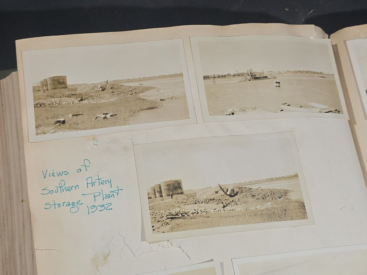 Vintage Quincy Oil Company Scrapbook with Snapshot Photographs, Newspaper Clippings, and Ephemera Documenting Fred E. Bergfors and Company Operations across Massachusetts, Circa 1928-1935