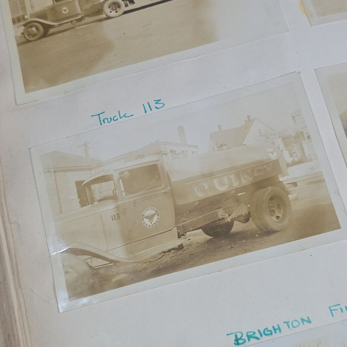 Vintage Quincy Oil Company Scrapbook with Snapshot Photographs, Newspaper Clippings, and Ephemera Documenting Fred E. Bergfors and Company Operations across Massachusetts, Circa 1928-1935