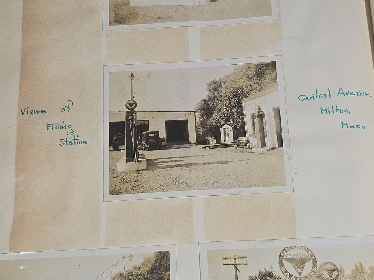 Vintage Quincy Oil Company Scrapbook with Snapshot Photographs, Newspaper Clippings, and Ephemera Documenting Fred E. Bergfors and Company Operations across Massachusetts, Circa 1928-1935