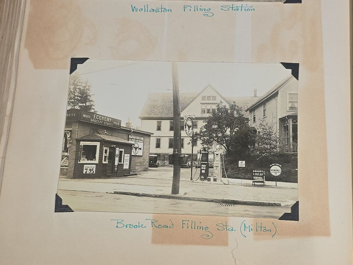 Vintage Quincy Oil Company Scrapbook with Snapshot Photographs, Newspaper Clippings, and Ephemera Documenting Fred E. Bergfors and Company Operations across Massachusetts, Circa 1928-1935