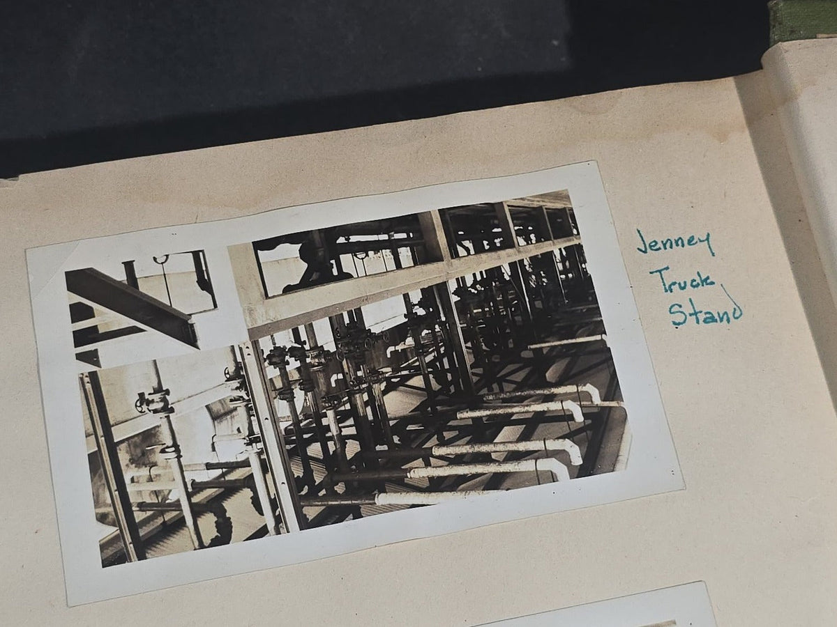 Vintage Quincy Oil Company Scrapbook with Snapshot Photographs, Newspaper Clippings, and Ephemera Documenting Fred E. Bergfors and Company Operations across Massachusetts, Circa 1928-1935