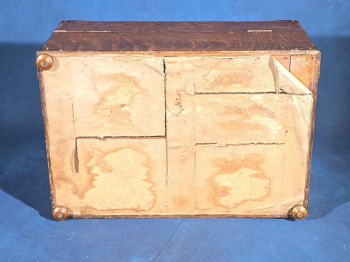 Antique Quarter-Sawn Oak Cigar Humidor with Brass Hardware, Engraved "Rena Brooke Warren. April 20th 1904."