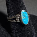 Lot 035 - Vintage Southwestern Sterling Silver and Turquoise Ring with Stamped Shank, Size 6.5, Total Weight 2.31 g