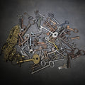 Lot 131 - Grouping of 50+ Antique and Vintage Skeleton Keys Including Barrel Keys, Cabinet Keys, and Padlock Keys