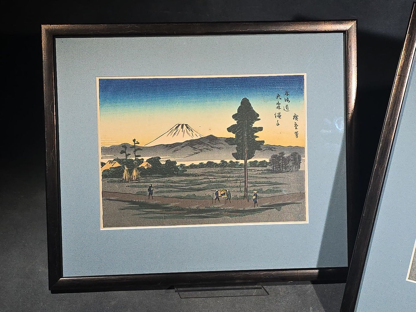 Pair of Vintage Japanese Woodblock Prints after Utagawa Hiroshige, Mount Fuji Landscapes in Modern Frames
