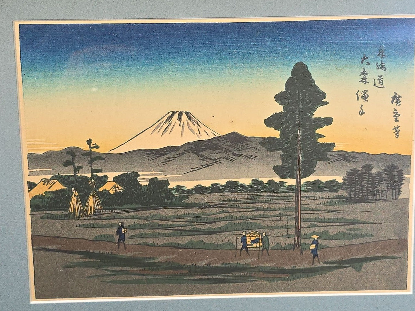 Pair of Vintage Japanese Woodblock Prints after Utagawa Hiroshige, Mount Fuji Landscapes in Modern Frames