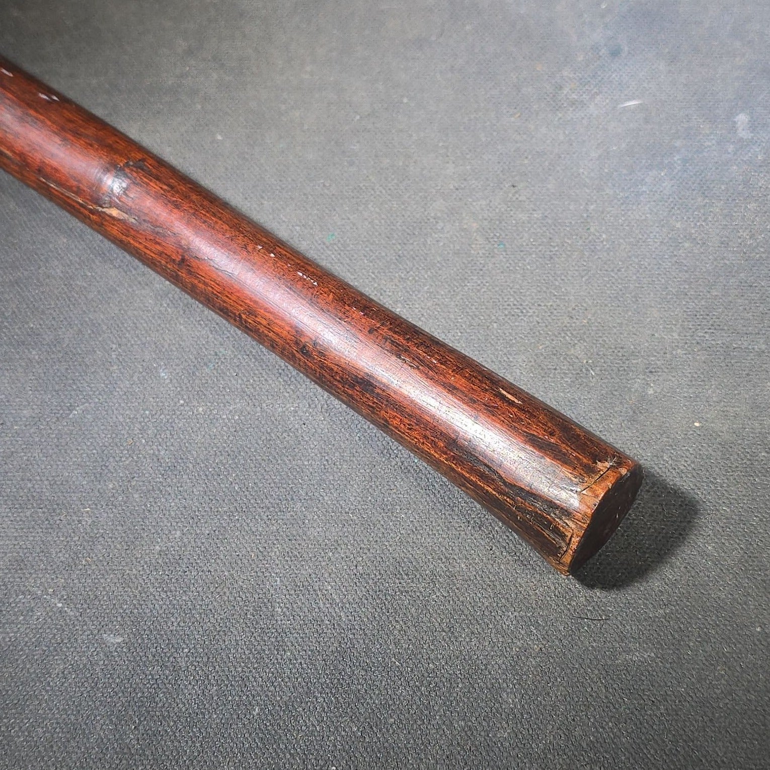 Vintage Carved Wood African Knobkerrie War Club with Studded Globular Head