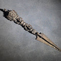 Lot 126 - Antique Tibetan Bronze Phurba Ceremonial Ritual Dagger with Wrathful Deity Head and Triangular Blade