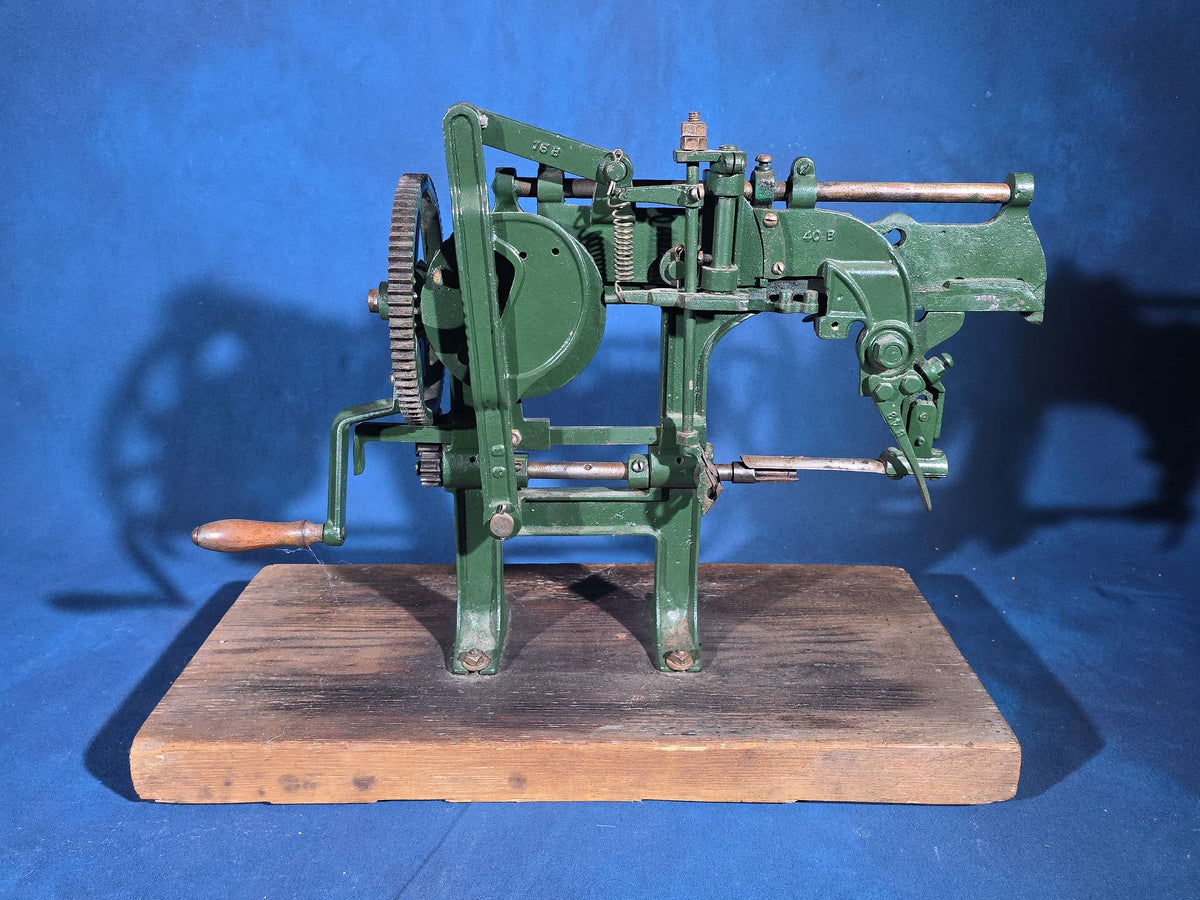 Antique Bonanza Cast Iron Apple Parer, Manufactured by Goodell Co., Antrim, New Hampshire, U.S.A., Mounted on Wood Board