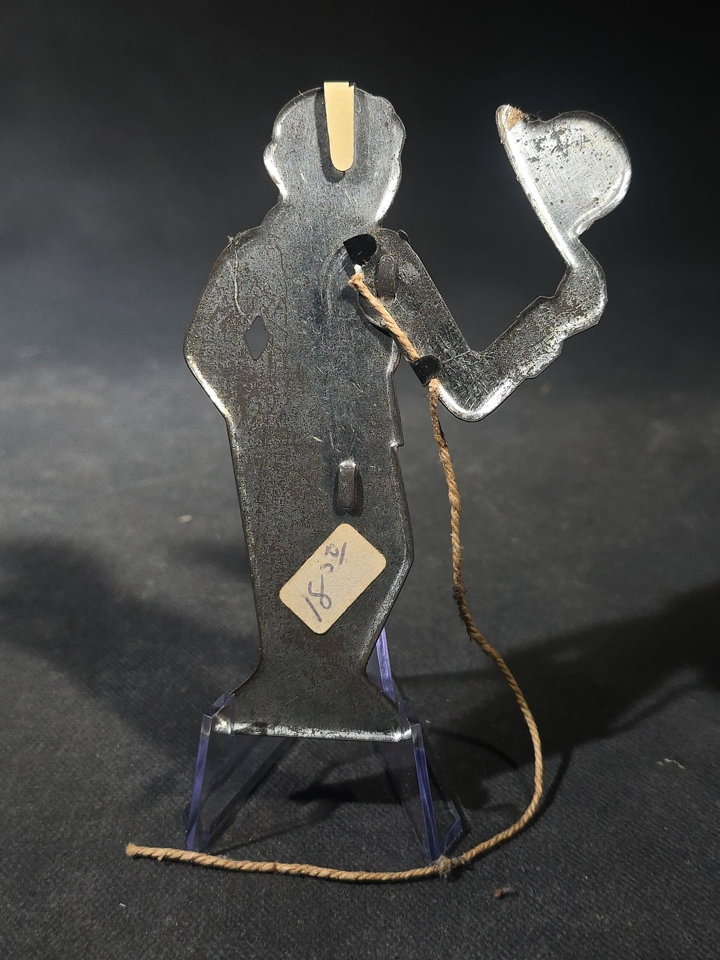 Antique Tin Lithograph Charlie Chaplin "The Tramp" Figural String-Operated Toy with Hat-Tipping Action, Made in England