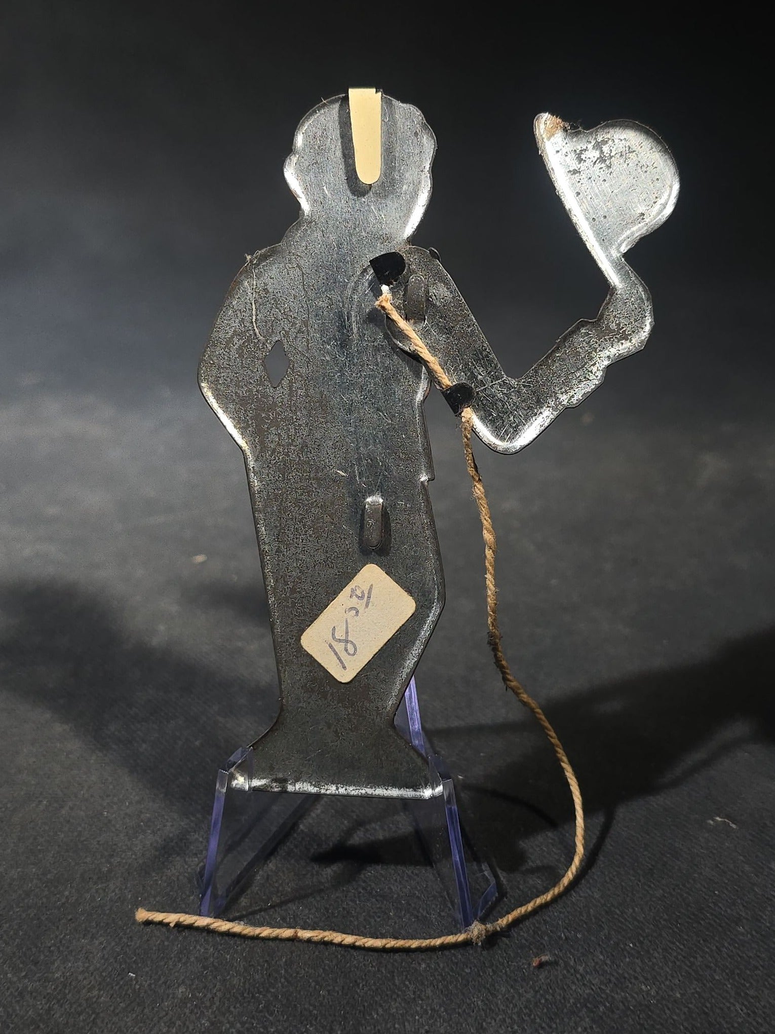 Antique Tin Lithograph Charlie Chaplin "The Tramp" Figural String-Operated Toy with Hat-Tipping Action, Made in England