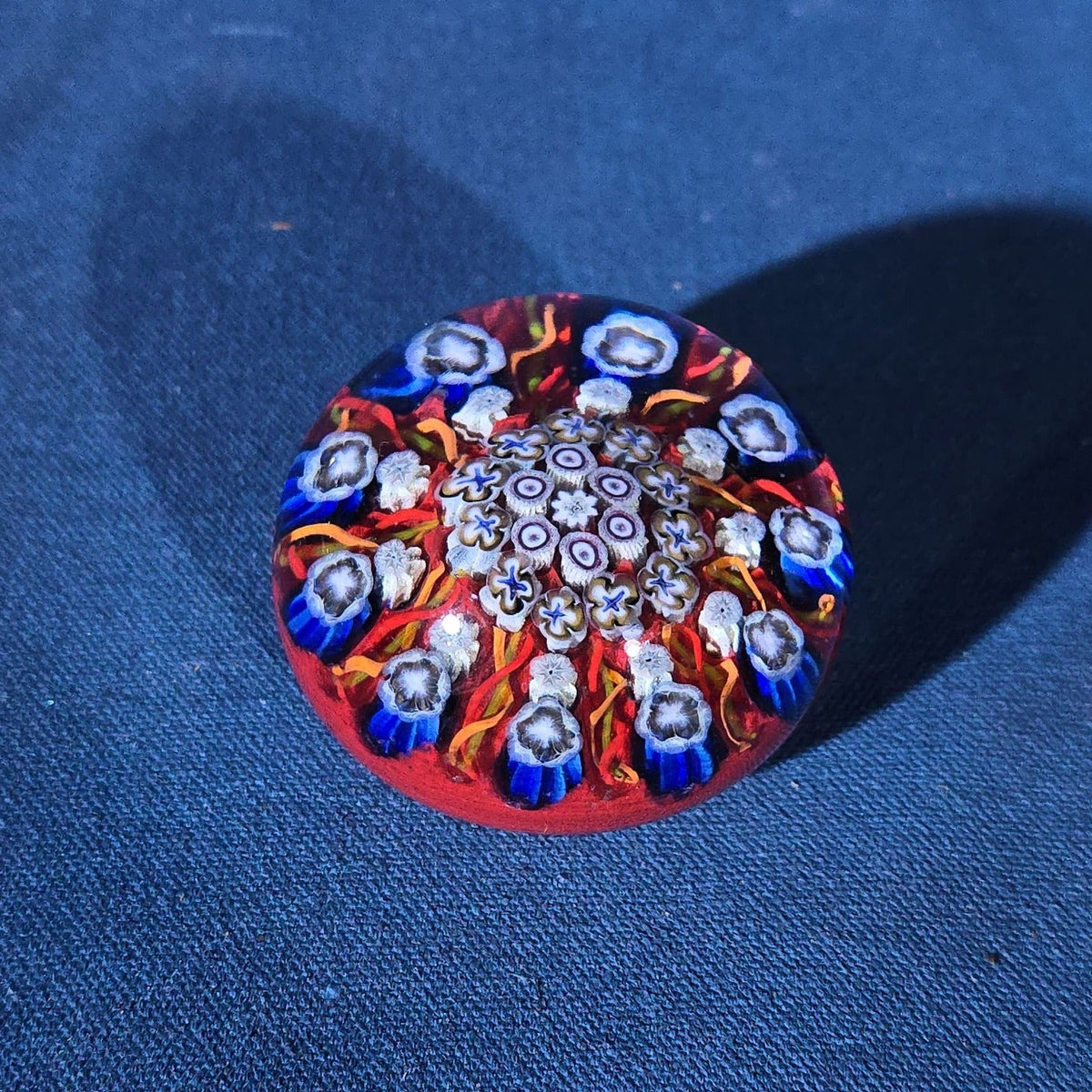 Grouping of 18 Vintage Glass Paperweights including Millefiori, Floral, and Scramble Designs