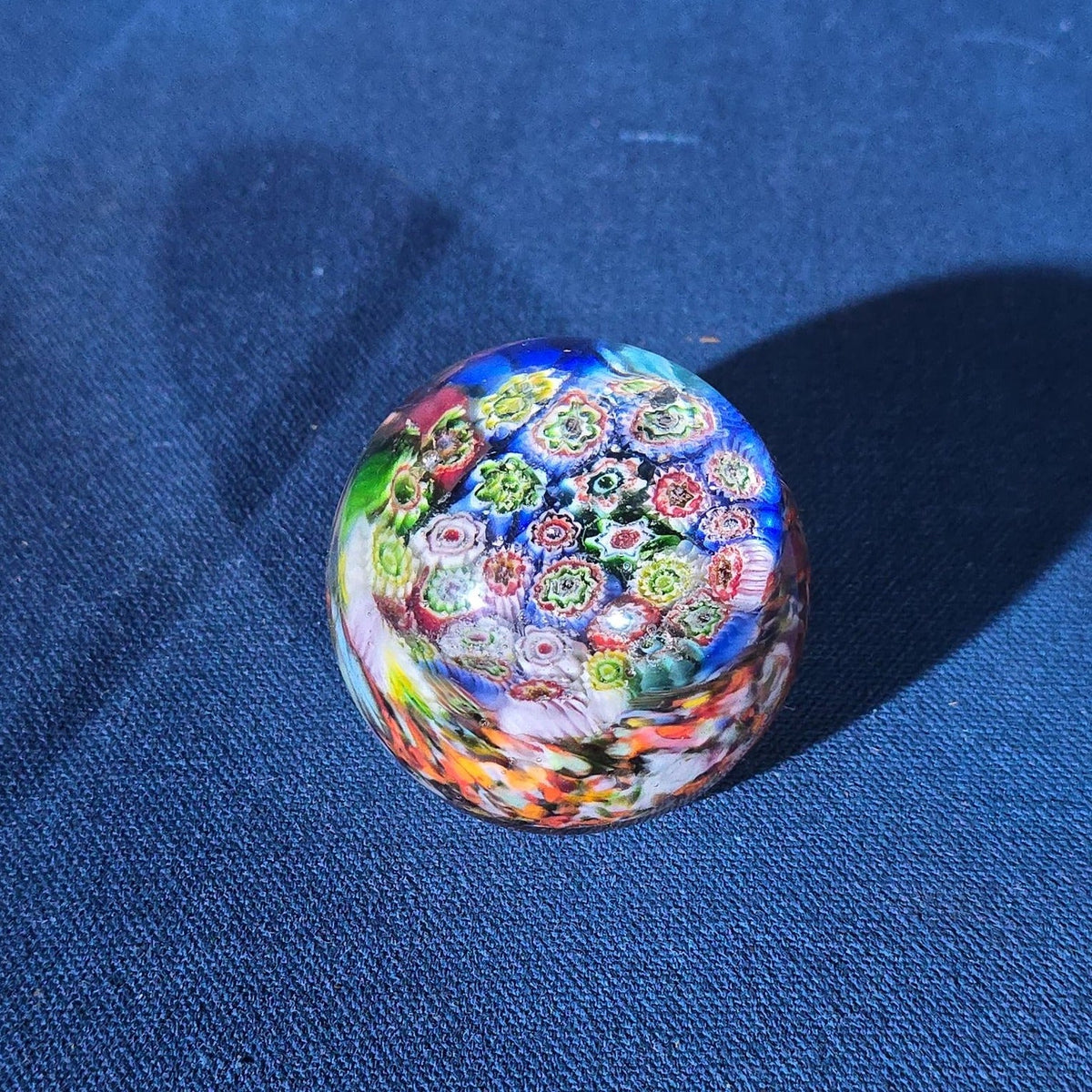 Grouping of 18 Vintage Glass Paperweights including Millefiori, Floral, and Scramble Designs