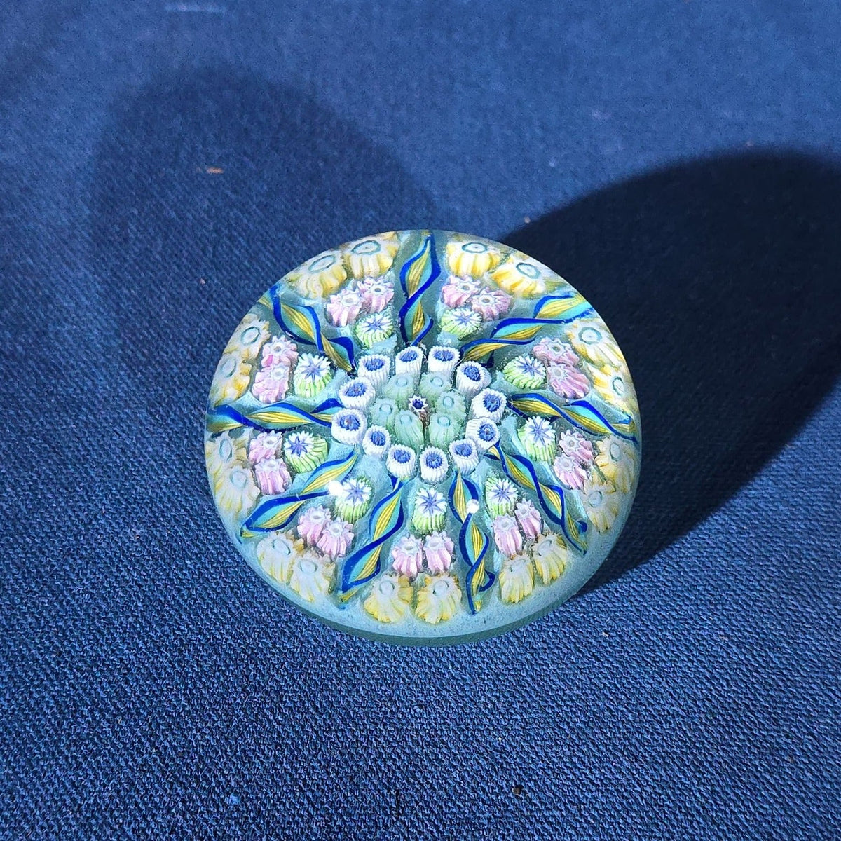 Grouping of 18 Vintage Glass Paperweights including Millefiori, Floral, and Scramble Designs