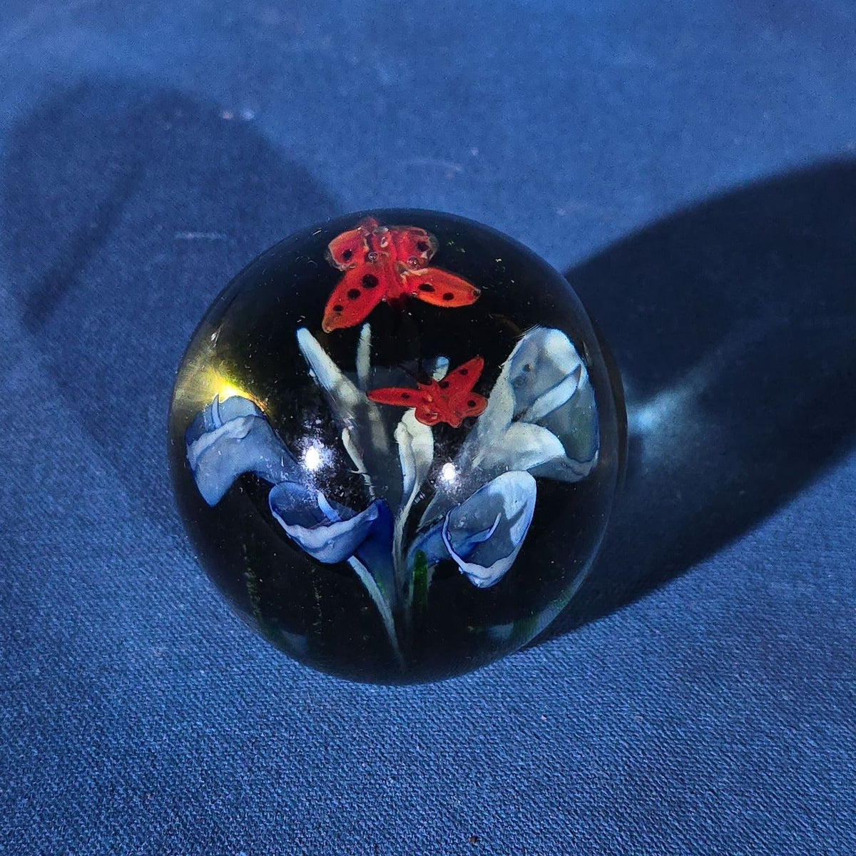 Grouping of 18 Vintage Glass Paperweights including Millefiori, Floral, and Scramble Designs