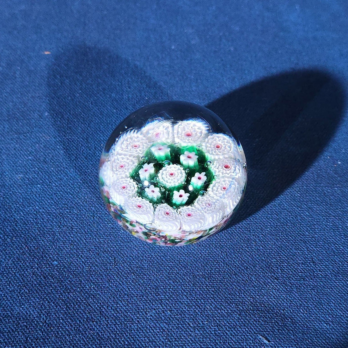 Grouping of 18 Vintage Glass Paperweights including Millefiori, Floral, and Scramble Designs