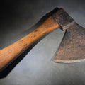 Lot 135 - Antique French Broad Hatchet with Wood Handle, Stamped Perpignan, France, 16" L