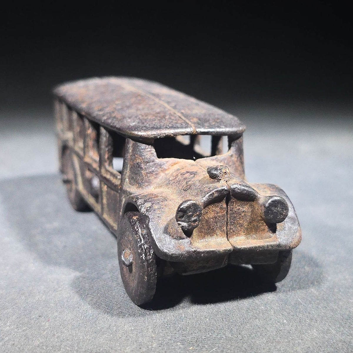 Antique Cast Iron Toy Bus with Disc Wheels