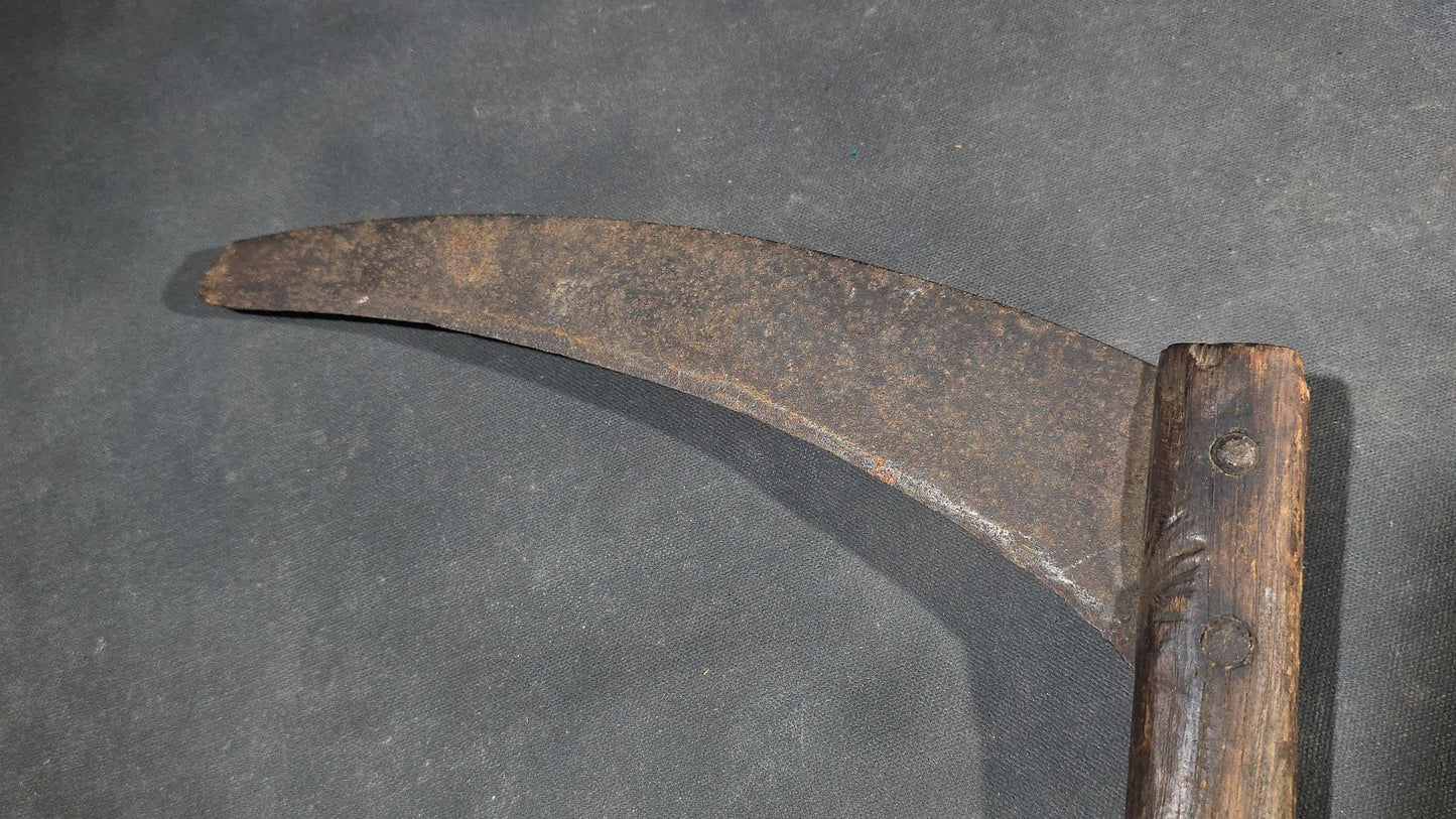 Antique Hand Sickle with Wood Handle