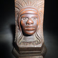 Lot 131 - Vintage Carved Wood Native American Bookend with Feathered Headdress