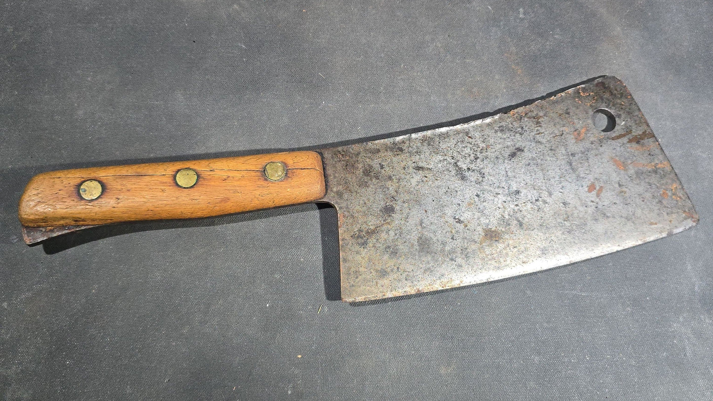 Grouping of Four Antique and Vintage Wood-Handled Meat Cleavers including Simco U.S.A.
