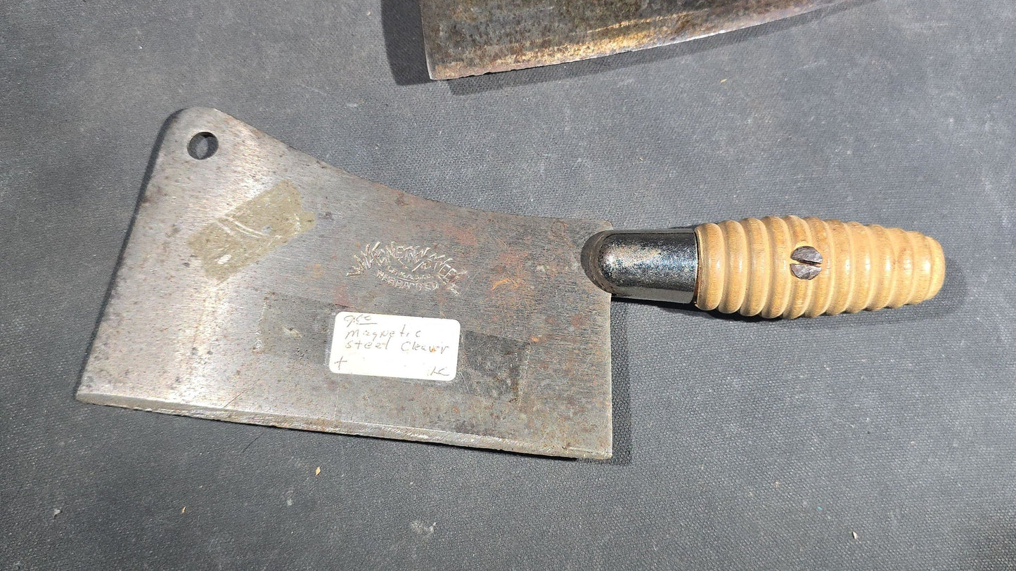 Grouping of Four Antique and Vintage Meat Cleavers including Foster Bros. Solid Steel No. 2190 and Magnetic Steel Warranted