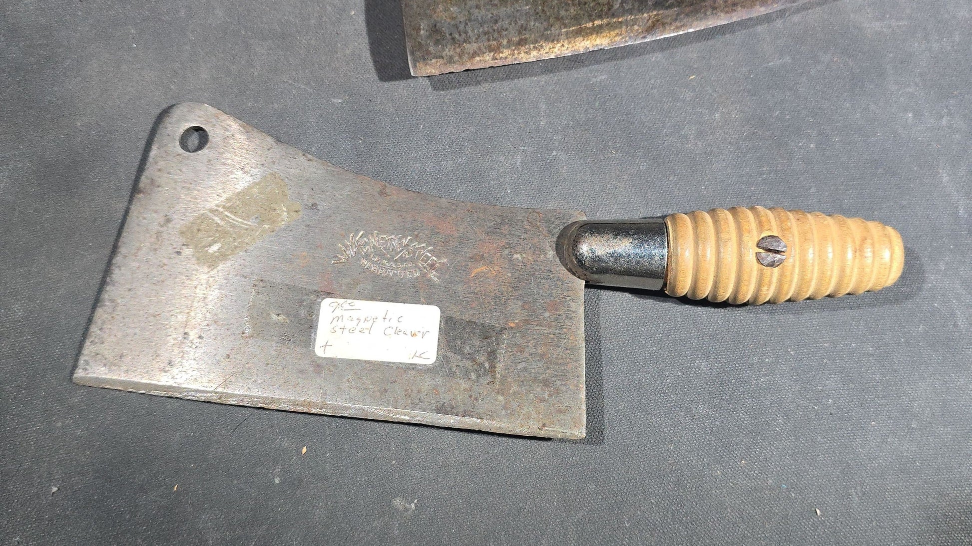 Grouping of Four Antique and Vintage Meat Cleavers including Foster Bros. Solid Steel No. 2190 and Magnetic Steel Warranted