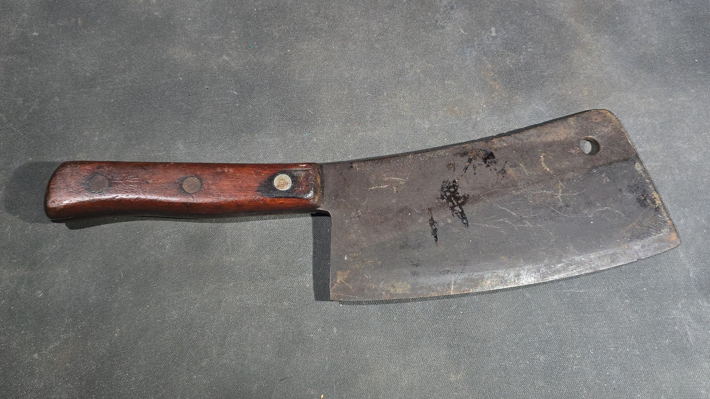 Grouping of Four Antique and Vintage Meat Cleavers including Foster Bros. Solid Steel No. 2190 and Magnetic Steel Warranted