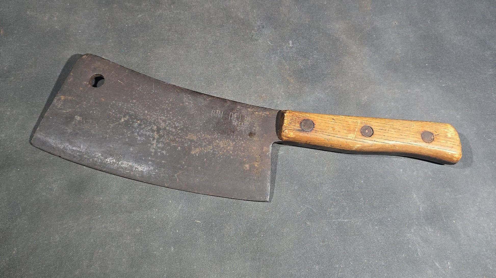 Grouping of Four Antique and Vintage Meat Cleavers including Foster Bros. Solid Steel No. 2190 and Magnetic Steel Warranted