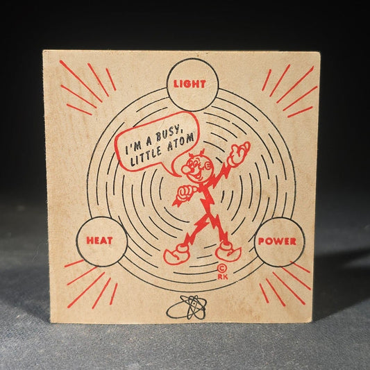 Vintage Reddy Kilowatt Figural Advertising Stick Pin on Original "I'm a Busy, Little Atom" Presentation Card, Copyright 1946