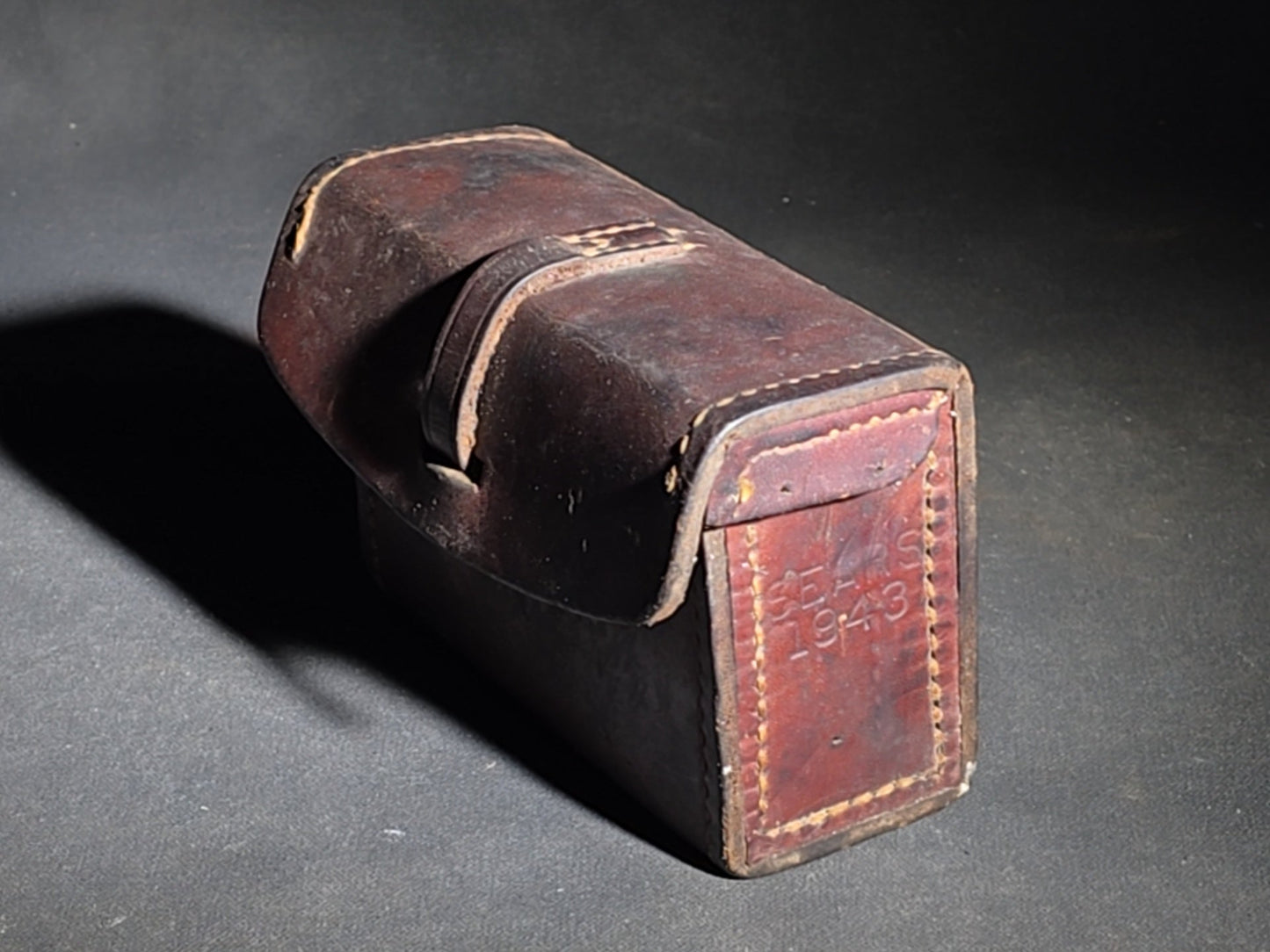 Vintage WWII U.S. Military Leather Ammunition Pouch, Stamped "Sears 1943"