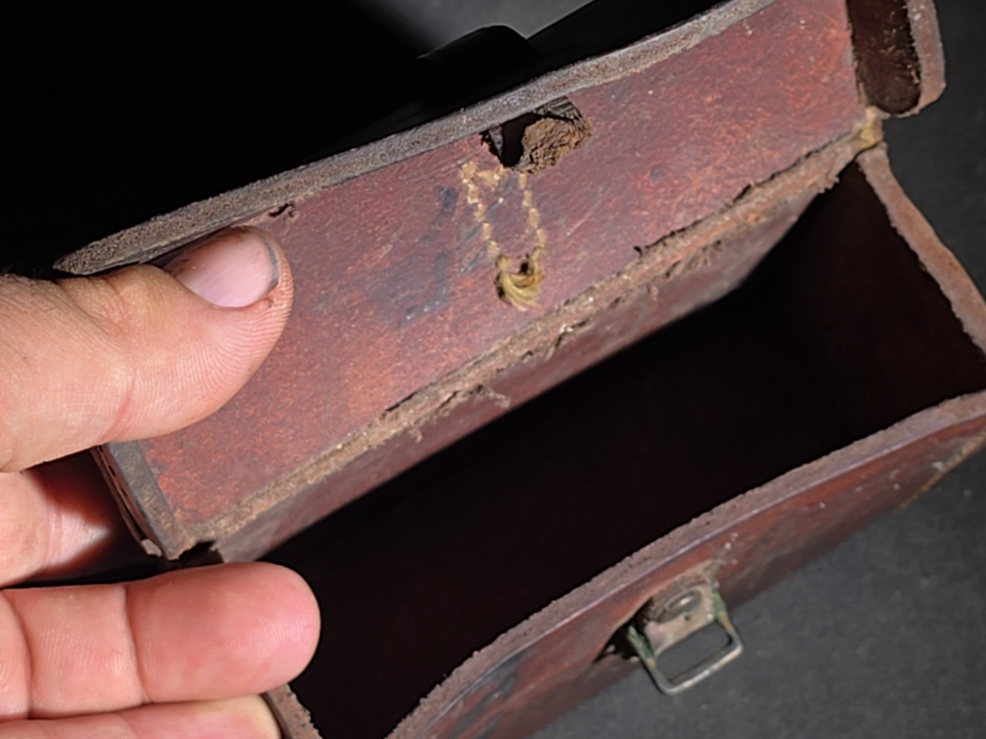 Vintage WWII U.S. Military Leather Ammunition Pouch, Stamped "Sears 1943"