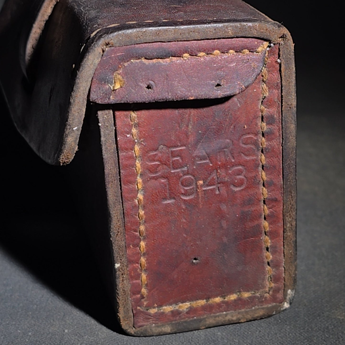 Vintage WWII U.S. Military Leather Ammunition Pouch, Stamped "Sears 1943"