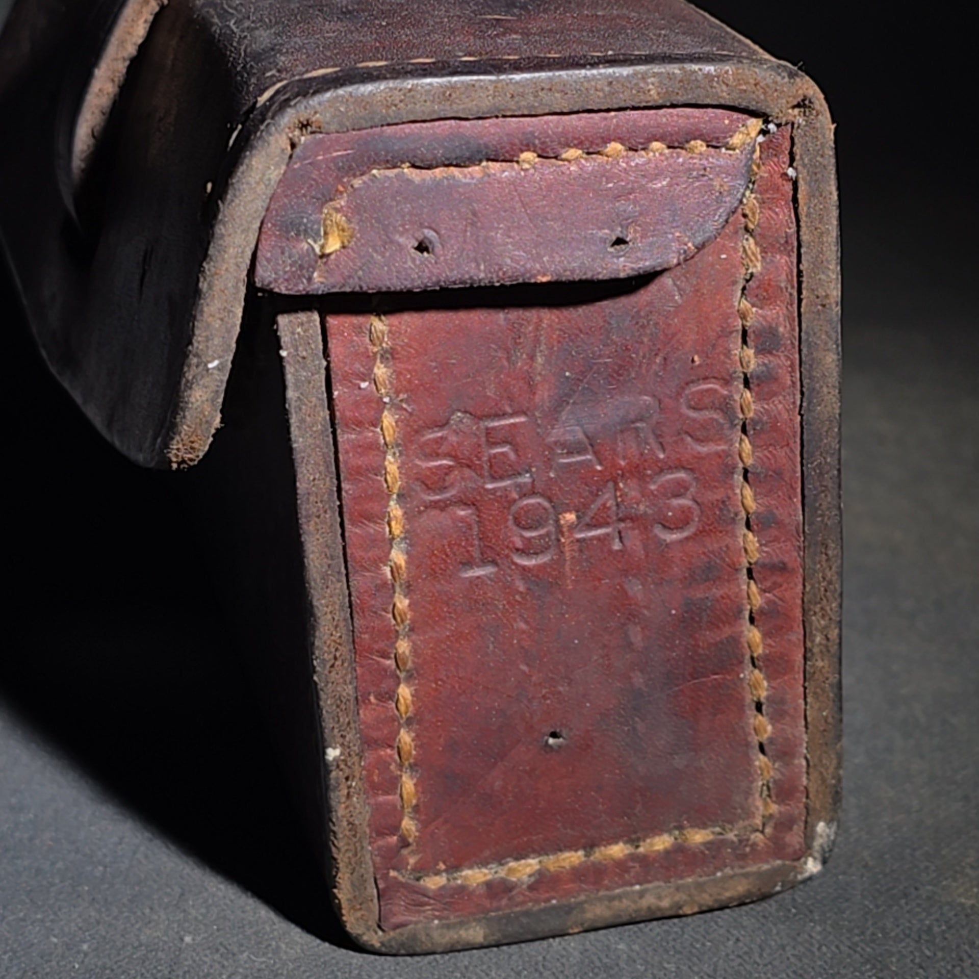 Vintage WWII U.S. Military Leather Ammunition Pouch, Stamped "Sears 1943"