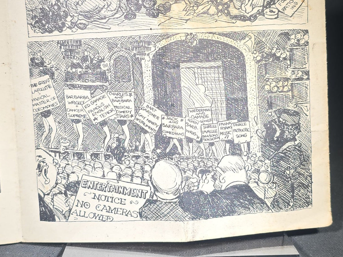 Vintage Illustrated Banquet Program for the 3rd Annual Fore River Graduate Apprentice Association "Trail Blazer" Banquet, Masonic Temple, Quincy, Massachusetts, March 30, 1943, Illustrated by John S. Germans