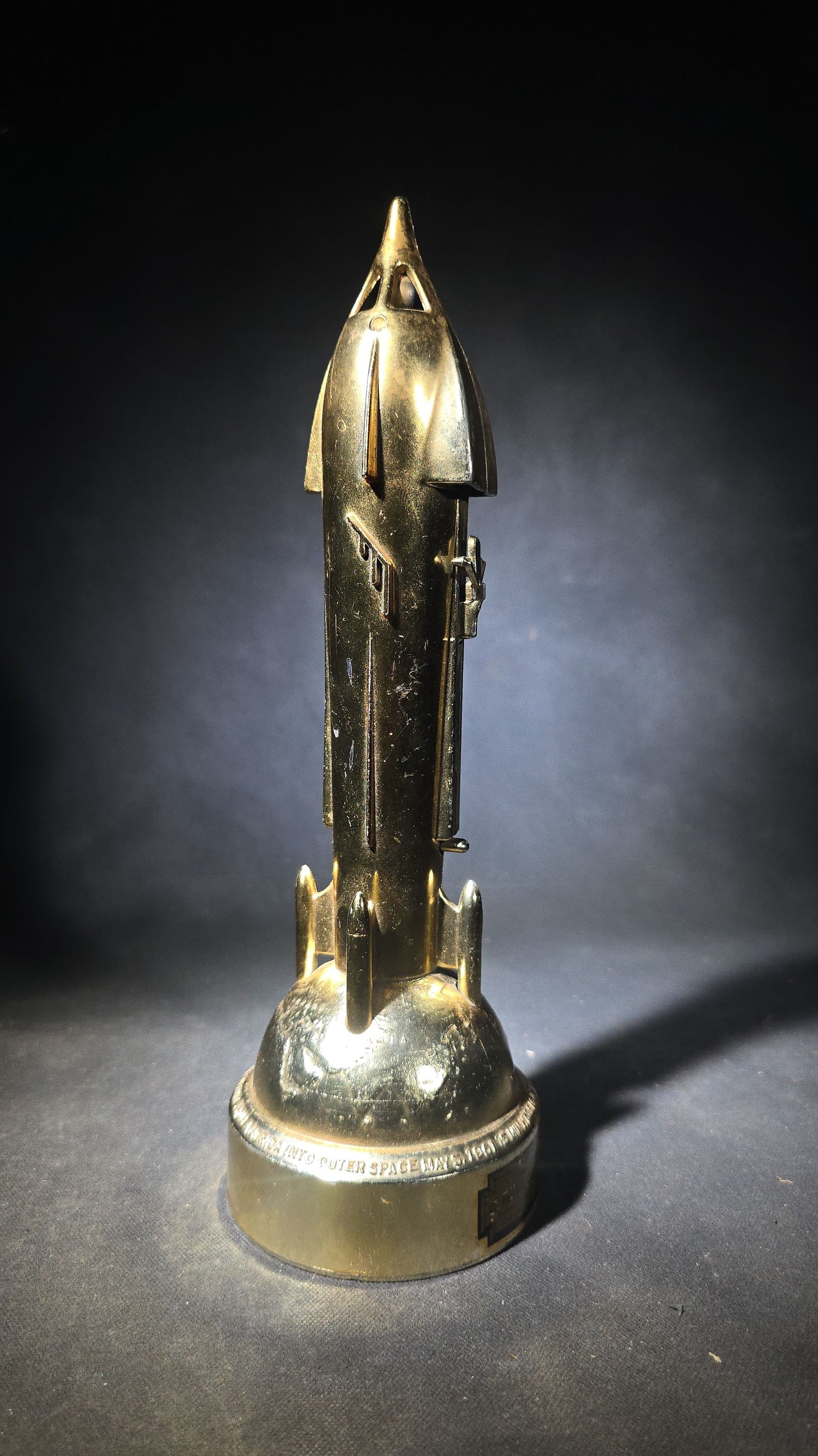 Vintage Metal Rocket Coin Bank Advertising Fairfax County National Bank, Falls Church, Virginia, Commemorating Alan B. Shepard Jr. First American in Space, 1961