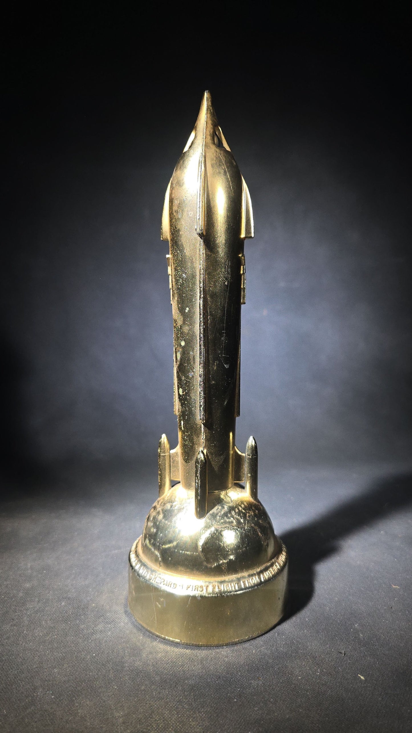 Vintage Metal Rocket Coin Bank Advertising Fairfax County National Bank, Falls Church, Virginia, Commemorating Alan B. Shepard Jr. First American in Space, 1961