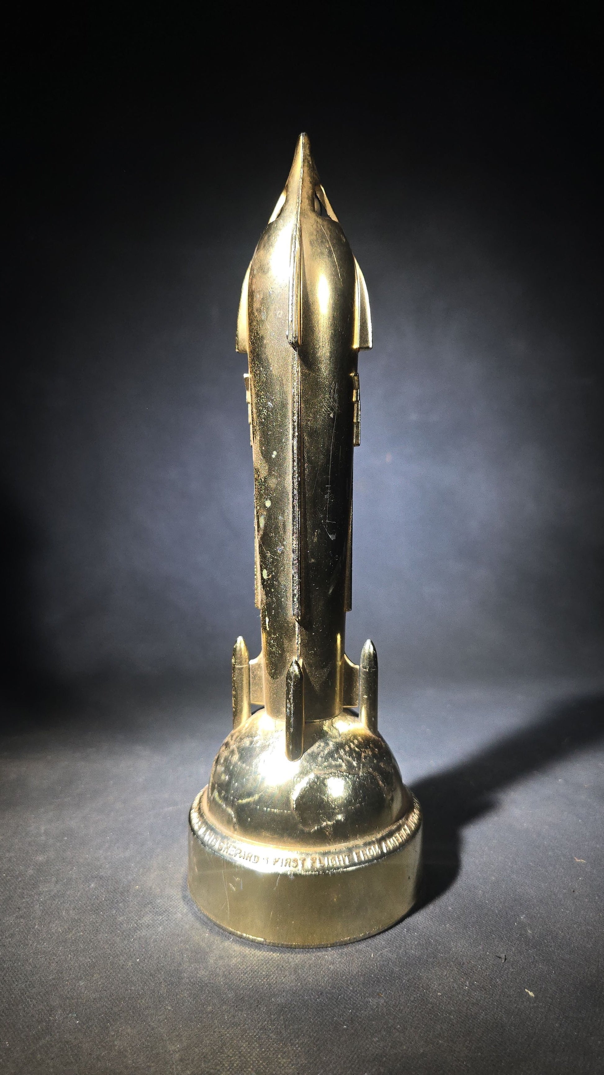 Vintage Metal Rocket Coin Bank Advertising Fairfax County National Bank, Falls Church, Virginia, Commemorating Alan B. Shepard Jr. First American in Space, 1961