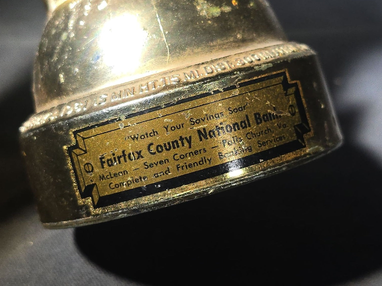 Vintage Metal Rocket Coin Bank Advertising Fairfax County National Bank, Falls Church, Virginia, Commemorating Alan B. Shepard Jr. First American in Space, 1961