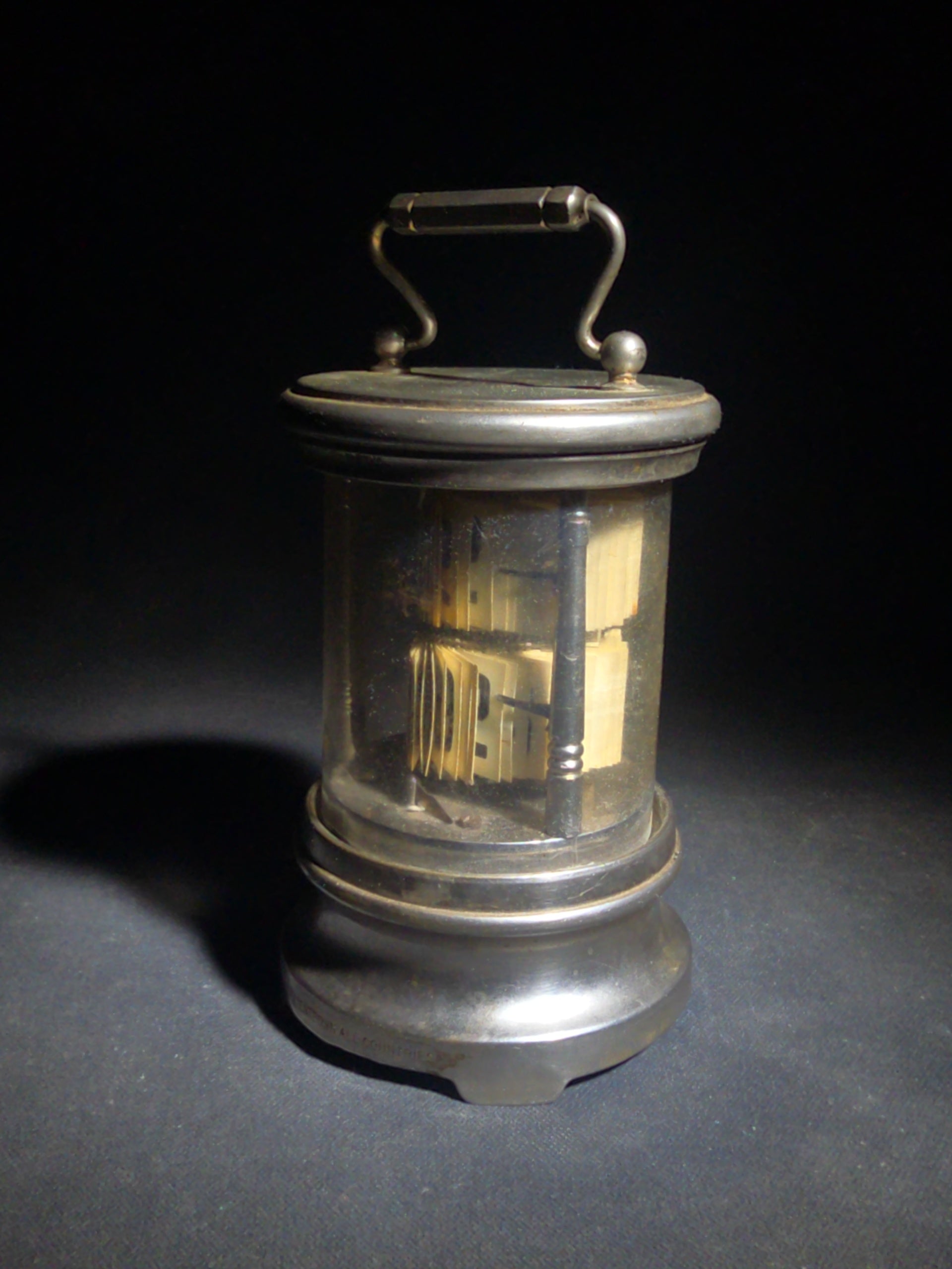 Antique Chronos Ever Ready Plato Flip Clock Marking, for Parts or Repair, Not Working, Missing Original Glass Cylinder Replaced with Plastic, Patented in All Countries
