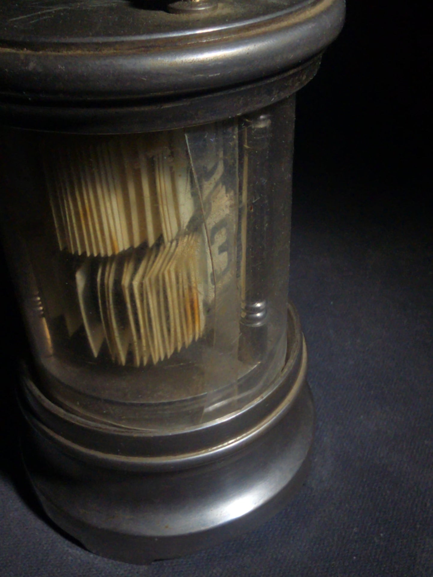 Antique Chronos Ever Ready Plato Flip Clock Marking, for Parts or Repair, Not Working, Missing Original Glass Cylinder Replaced with Plastic, Patented in All Countries