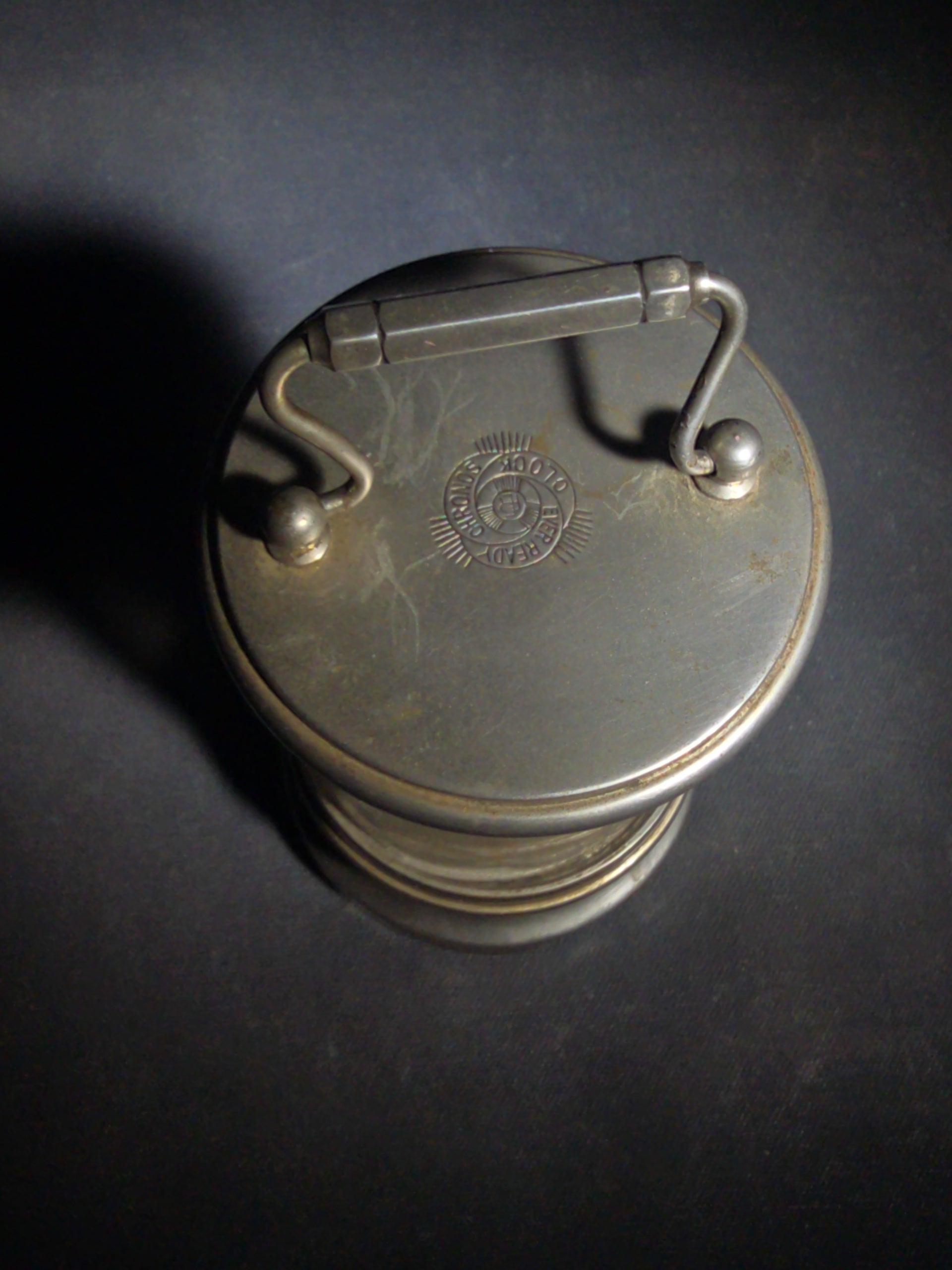 Antique Chronos Ever Ready Plato Flip Clock Marking, for Parts or Repair, Not Working, Missing Original Glass Cylinder Replaced with Plastic, Patented in All Countries