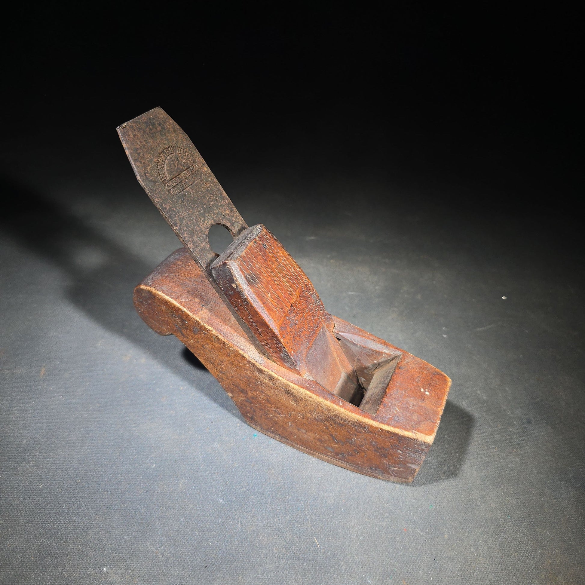 Pair of Antique Hand Planes including a Wooden Smoothing Plane with Charles Buck Cast Steel Blade and a Cast Iron Block Plane with Wooden Knob