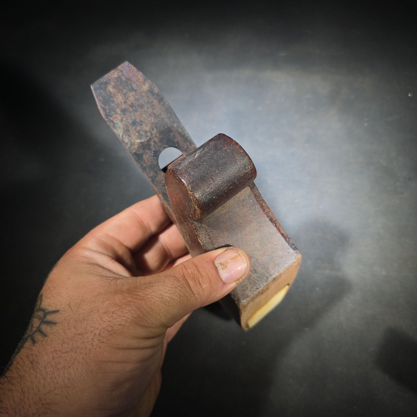 Pair of Antique Hand Planes including a Wooden Smoothing Plane with Charles Buck Cast Steel Blade and a Cast Iron Block Plane with Wooden Knob