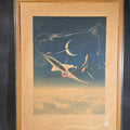 Lot 138 - Vintage Framed Chesley Bonestell "Exploring Titan, Largest Moon of Saturn" Space Art Print, Presented by the Bjorksten Laboratories for Sponsored Industrial Research, Madison, Wisconsin, 16-1/2" W x 21-1/4" H