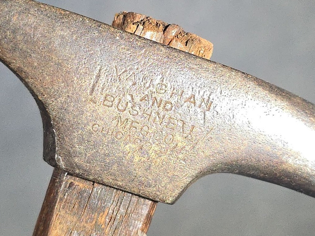 Grouping of Five Antique and Vintage Hammers with Wood Handles including Stubbs and Vaughan & Bushnell Mfg. Co. Chicago