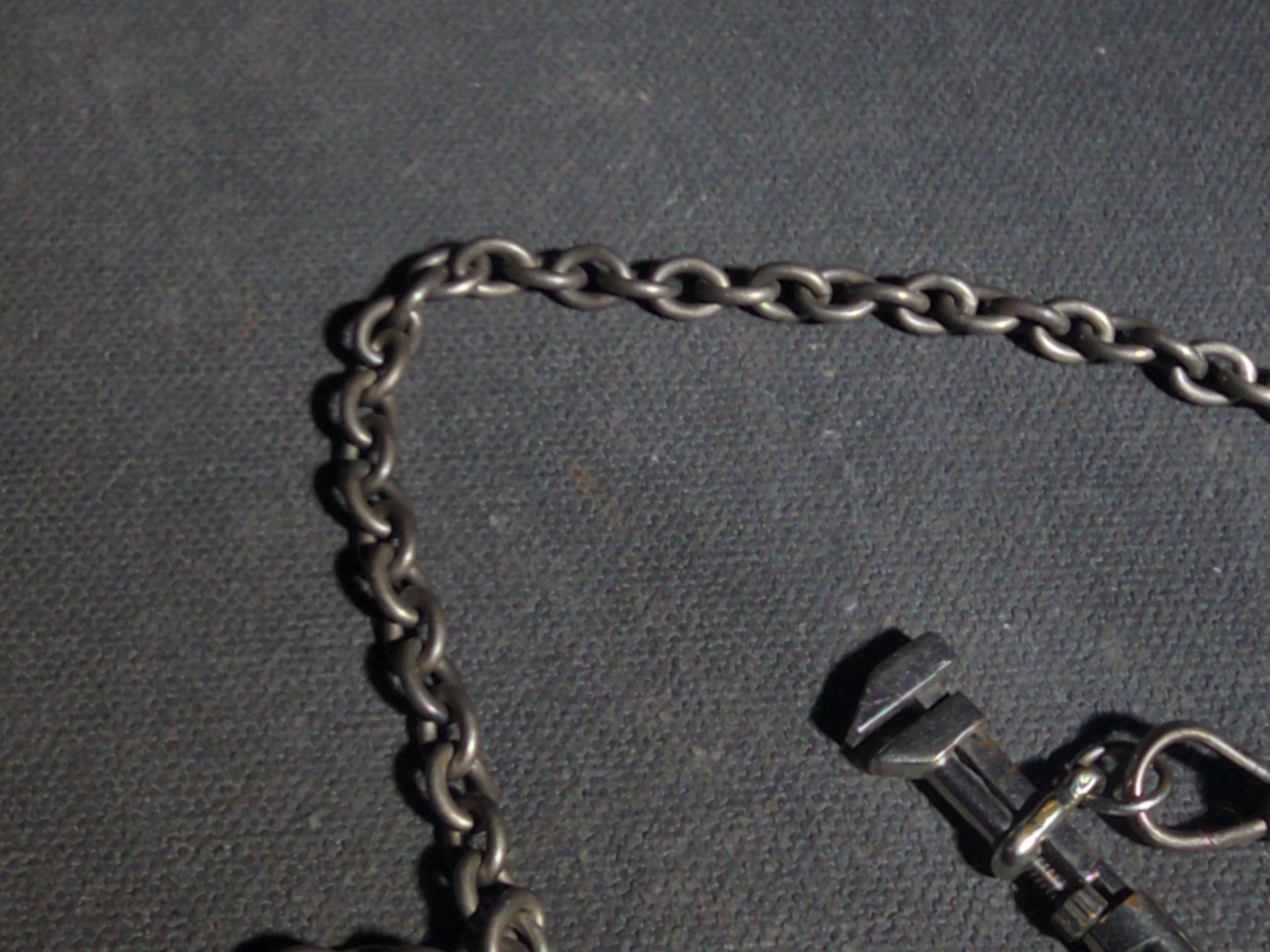 Antique Sterling Silver Pocket Watch Chain with Miniature Pipe Wrench Fob and Twisted T-Bar